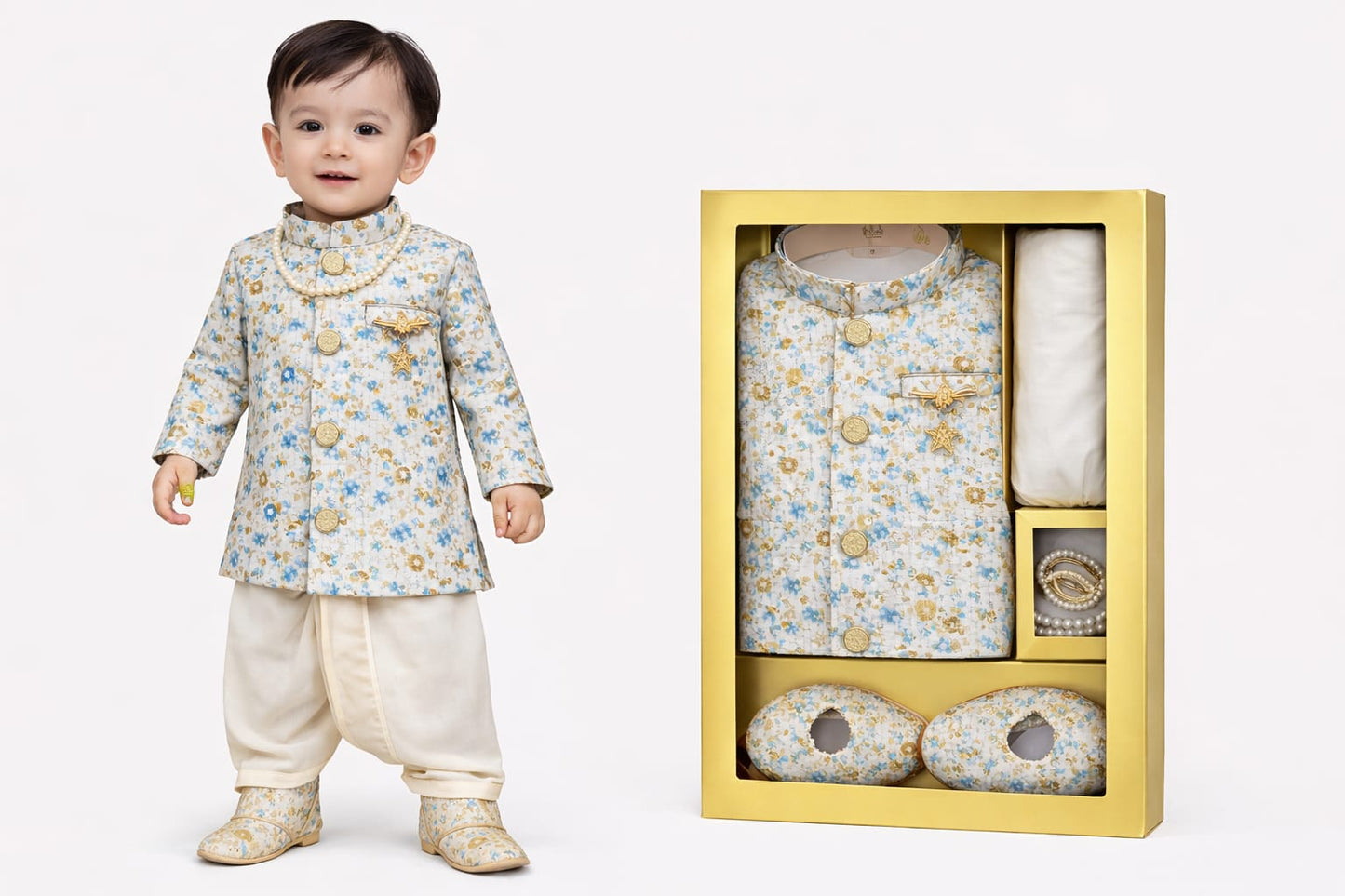 Indowestern Dhoti with Tilak Mala Juti