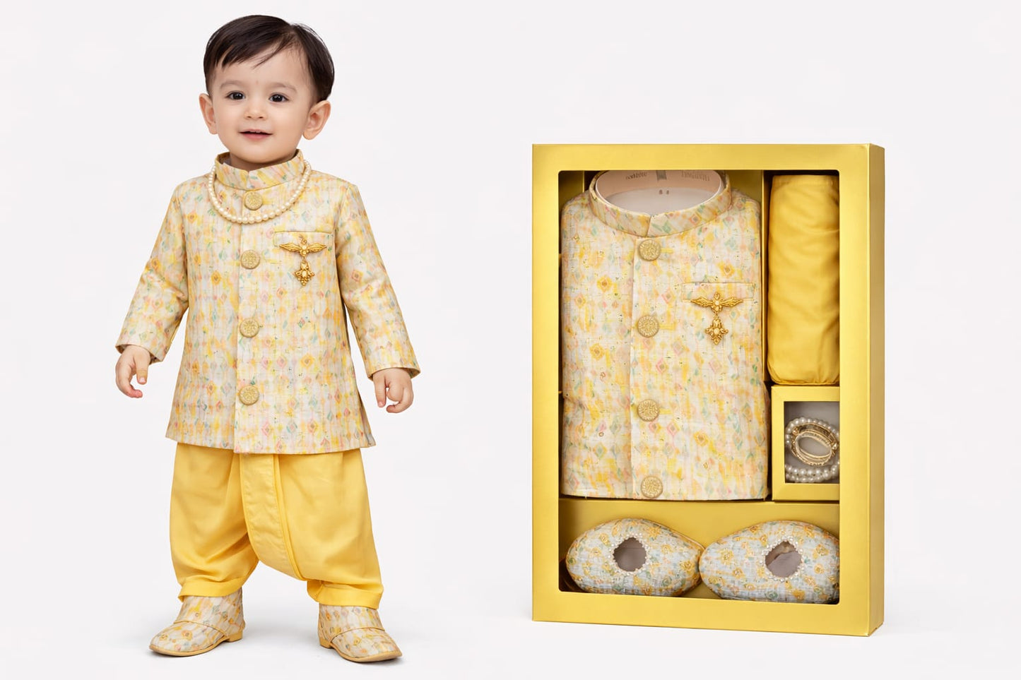 Indowestern Dhoti with Tilak Mala Juti