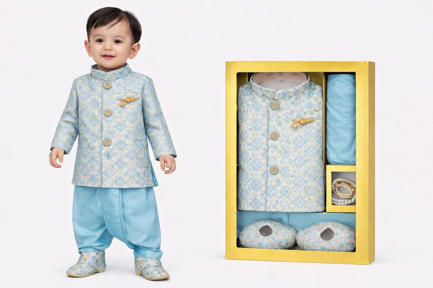 Indowestern Dhoti with Tilak Mala Juti
