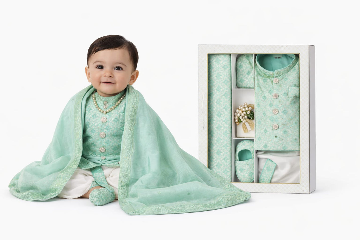 Indowestern Dhoti with Tilak Mala Juti