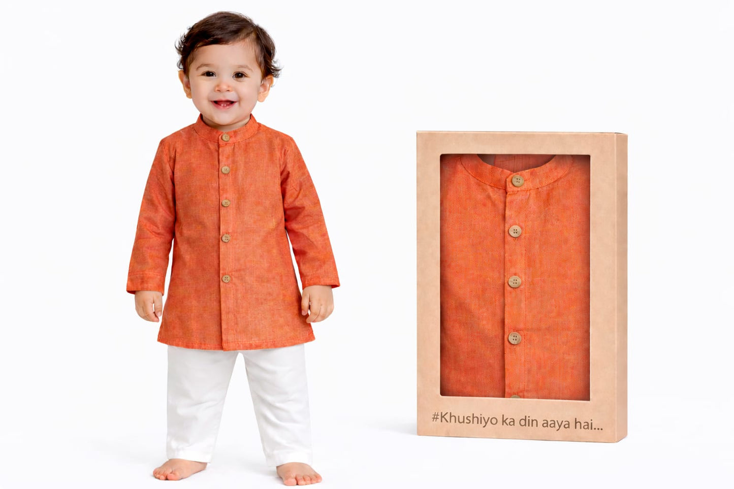 Orange Cotton Kurta Pajama