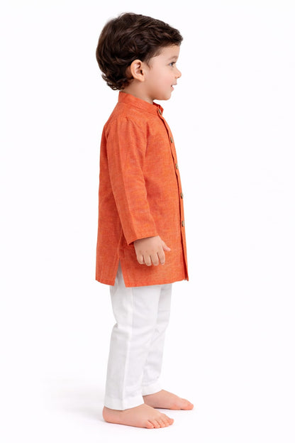Orange Cotton Kurta Pajama