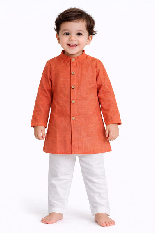 Orange Cotton Kurta Pajama