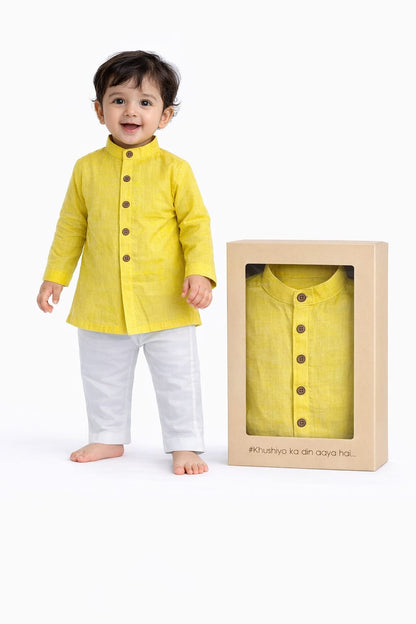 Yellow Cotton Kurta Pajama