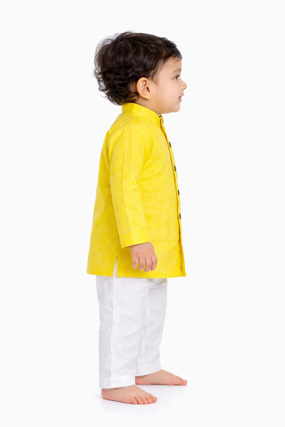 Yellow Cotton Kurta Pajama