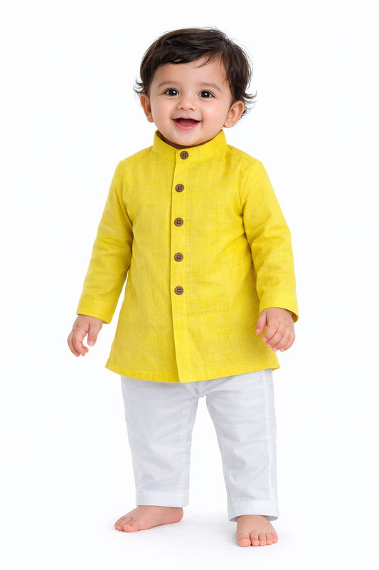 Yellow Cotton Kurta Pajama